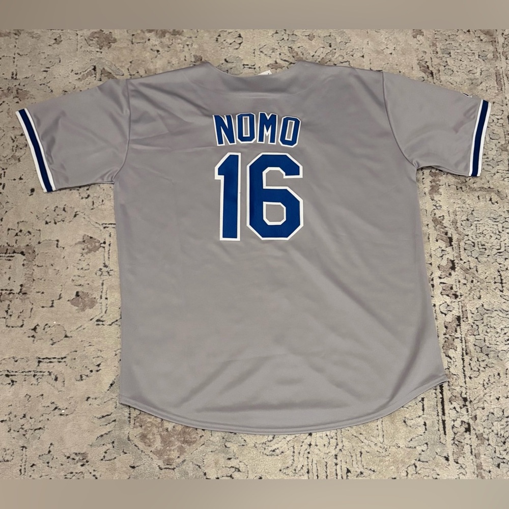 Majestic Authentic LA Dodgers Road Hideo Nomo #16 Japan MLB Jersey Men’s Sz: XXL - Picture 6 of 6